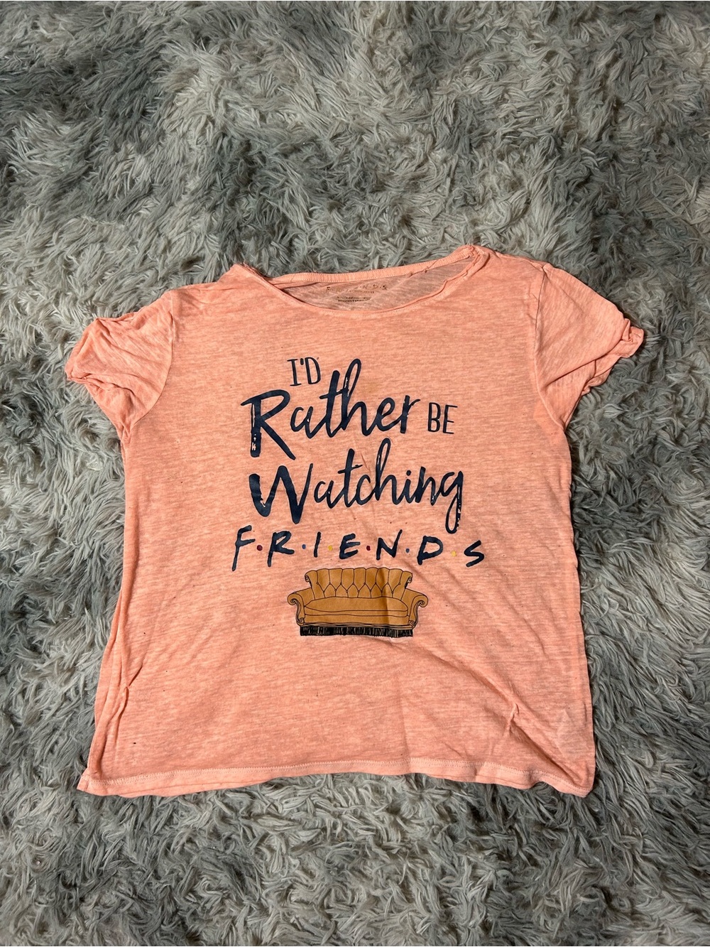 Peach Short Sleeve Graphic Tee - "I'd Rather Be Watching"